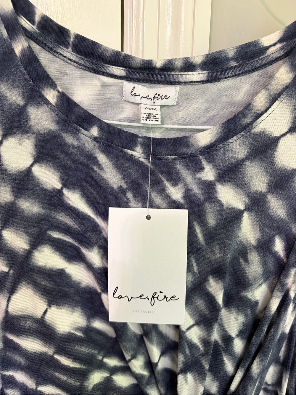 love, Fire Navy and White Tie-Dye Twist Front Mini Dress - Picture 5 of 6
